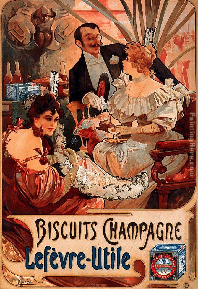Biscuits Champagne Lefevre Utile painting - Alphonse Maria Mucha Biscuits Champagne Lefevre Utile art painting